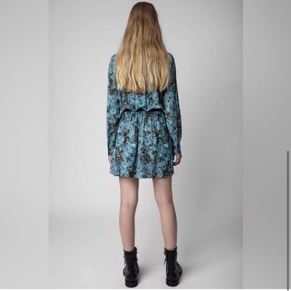 NEW Zadig & Voltaire Refla Dress Bohemian Patch Blue Size Medium - Picture 4 of 13